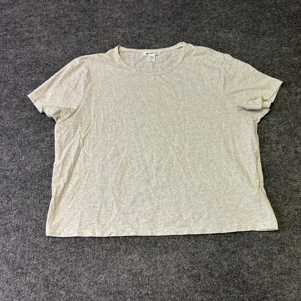 Athleta T-Shirt Womens XL Grey Heathered Short Sleeve Relaxed Fit Cotton Blend